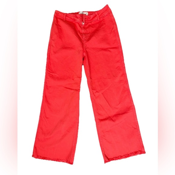 Vineyard Vines Women's Orange Straight Crop Wide Leg Raw Hem Jeans Size 28 FLAW - Picture 1 of 11